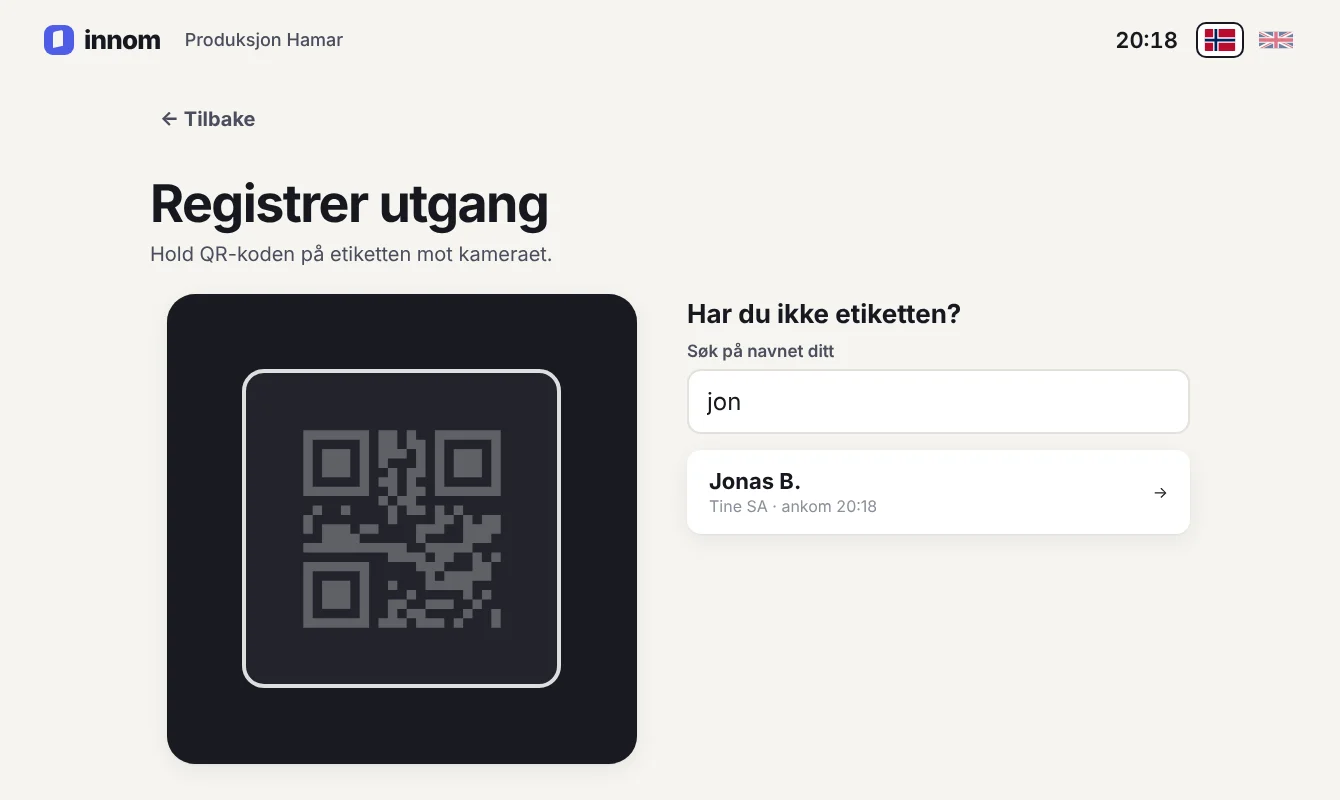 Utsjekk med QR-skann